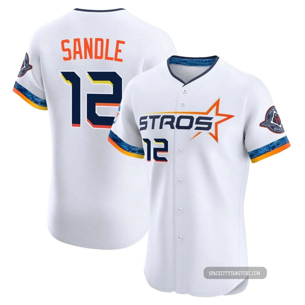 Men's Michael Sandle Houston Astros ＃12 White Elite - 2025 City Connect Jersey