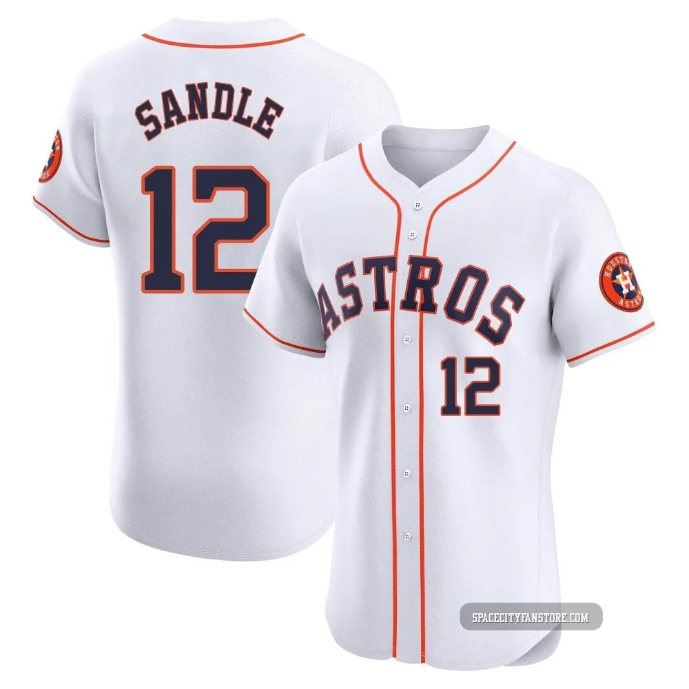Men's Michael Sandle Houston Astros ＃12 White Elite - Home Jersey