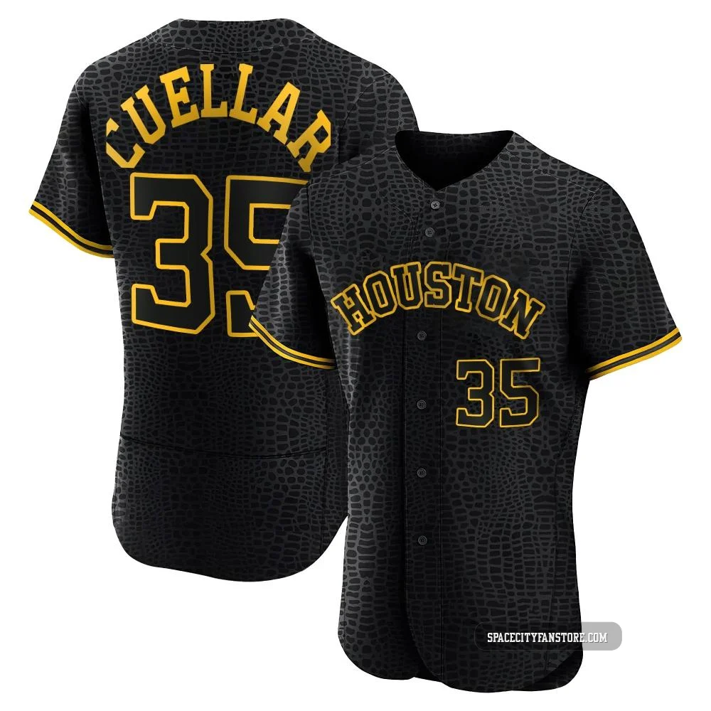 Men's Mike Cuellar Houston Astros ＃35 Black Authentic - Snake Skin City Jersey