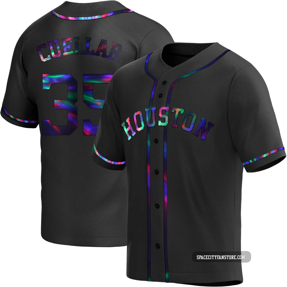 Men's Mike Cuellar Houston Astros ＃35 Black Replica - Holographic Alternate Jersey