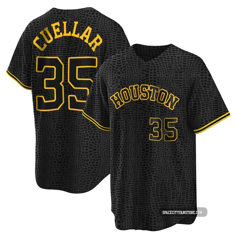 Men's Mike Cuellar Houston Astros ＃35 Black Replica - Snake Skin City Jersey