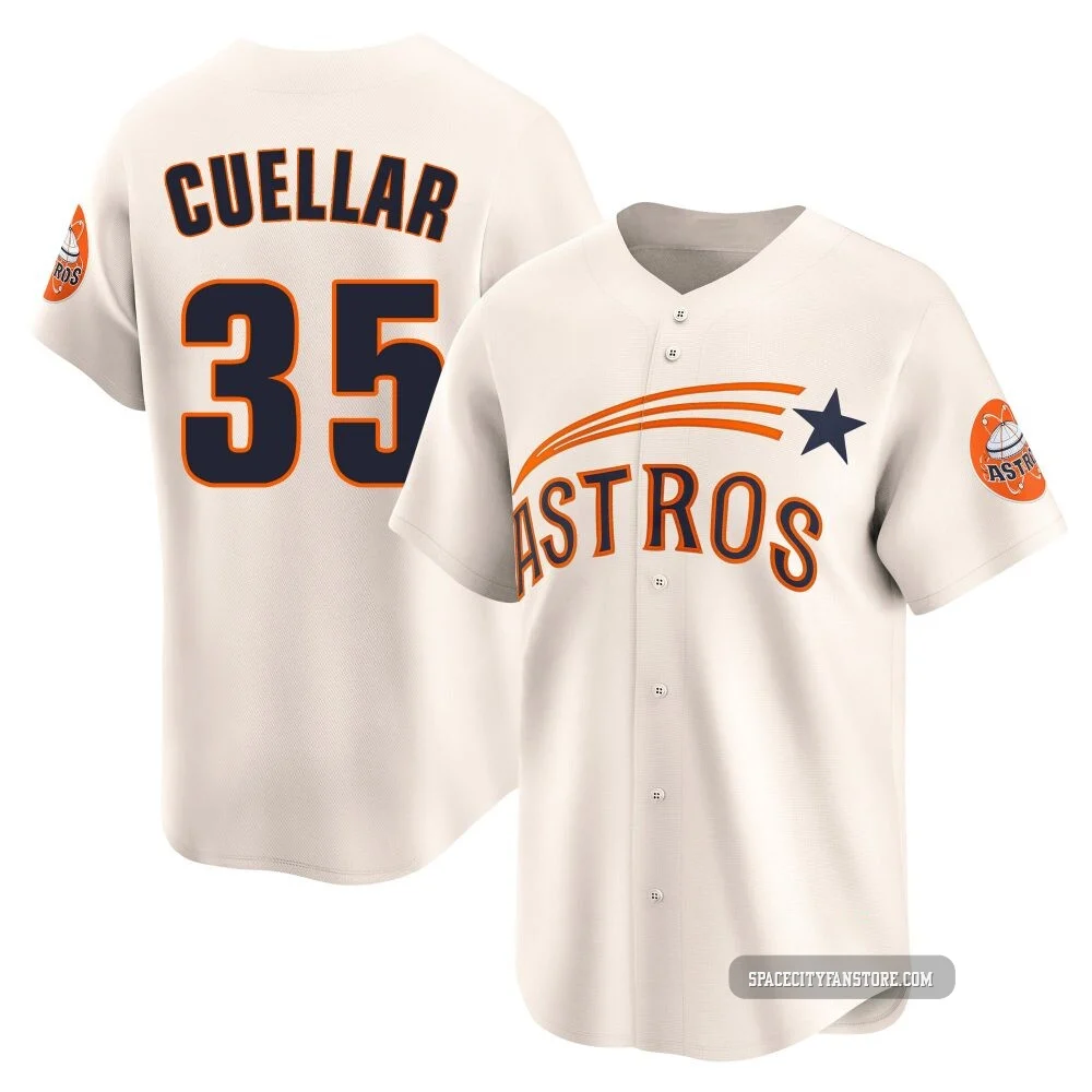 Men's Mike Cuellar Houston Astros ＃35 Cream Limited - Throwback Cooperstown Collection Jersey