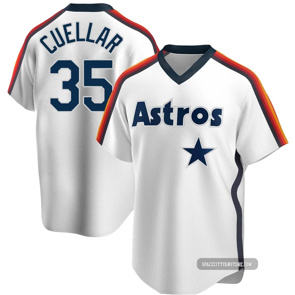 Men's Mike Cuellar Houston Astros ＃35 White Replica - Home Cooperstown Collection Team Jersey