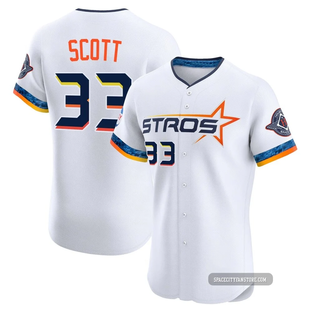 Men's Mike Scott Houston Astros ＃33 White Elite - 2025 City Connect Jersey