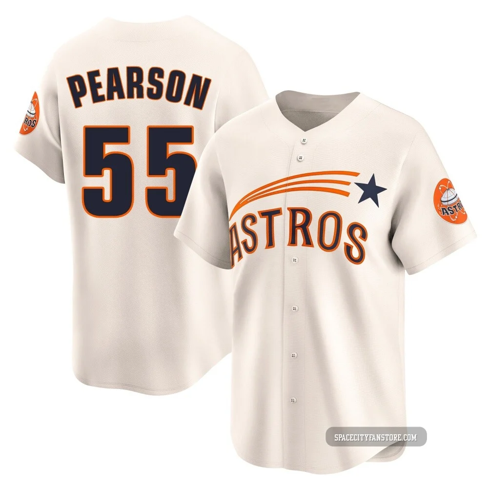 Men's Nate Pearson Houston Astros ＃55 Cream Limited - Throwback Cooperstown Collection Jersey