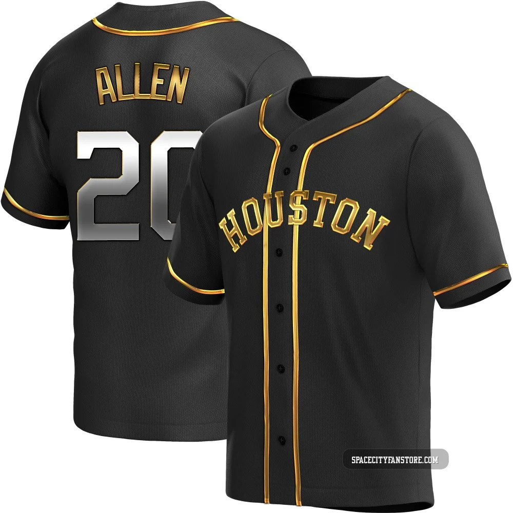 Men's Nick Allen Houston Astros ＃20 Gold Replica - Black en Alternate Jersey