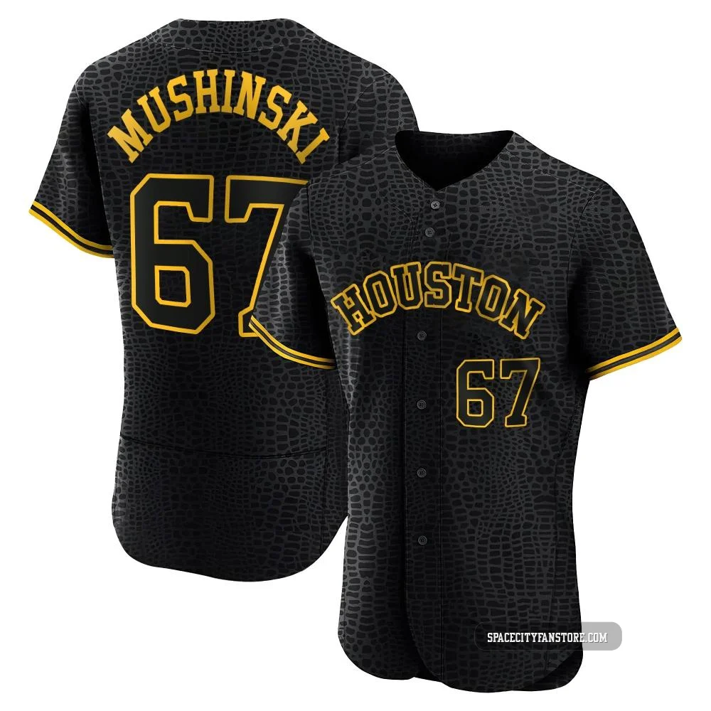 Men's Parker Mushinski Houston Astros ＃67 Black Authentic - Snake Skin City Jersey