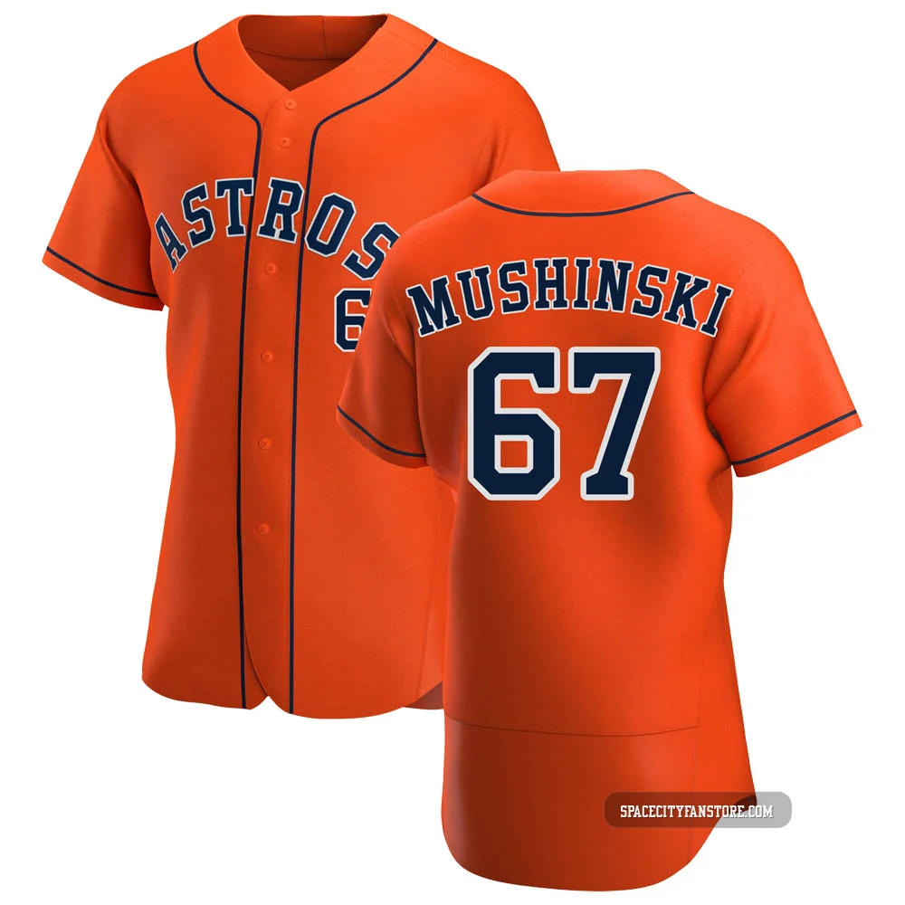 Men's Parker Mushinski Houston Astros ＃67 Orange Authentic - Alternate Jersey