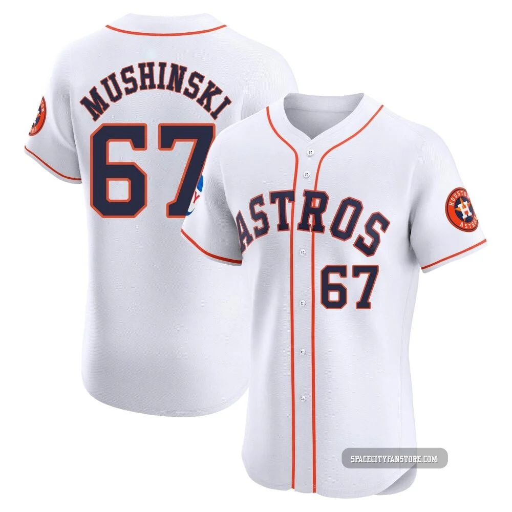 Men's Parker Mushinski Houston Astros ＃67 White Elite - Home Patch Jersey