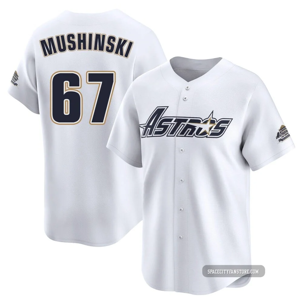 Men's Parker Mushinski Houston Astros ＃67 White Limited - Throwback Cooperstown Collection Jersey