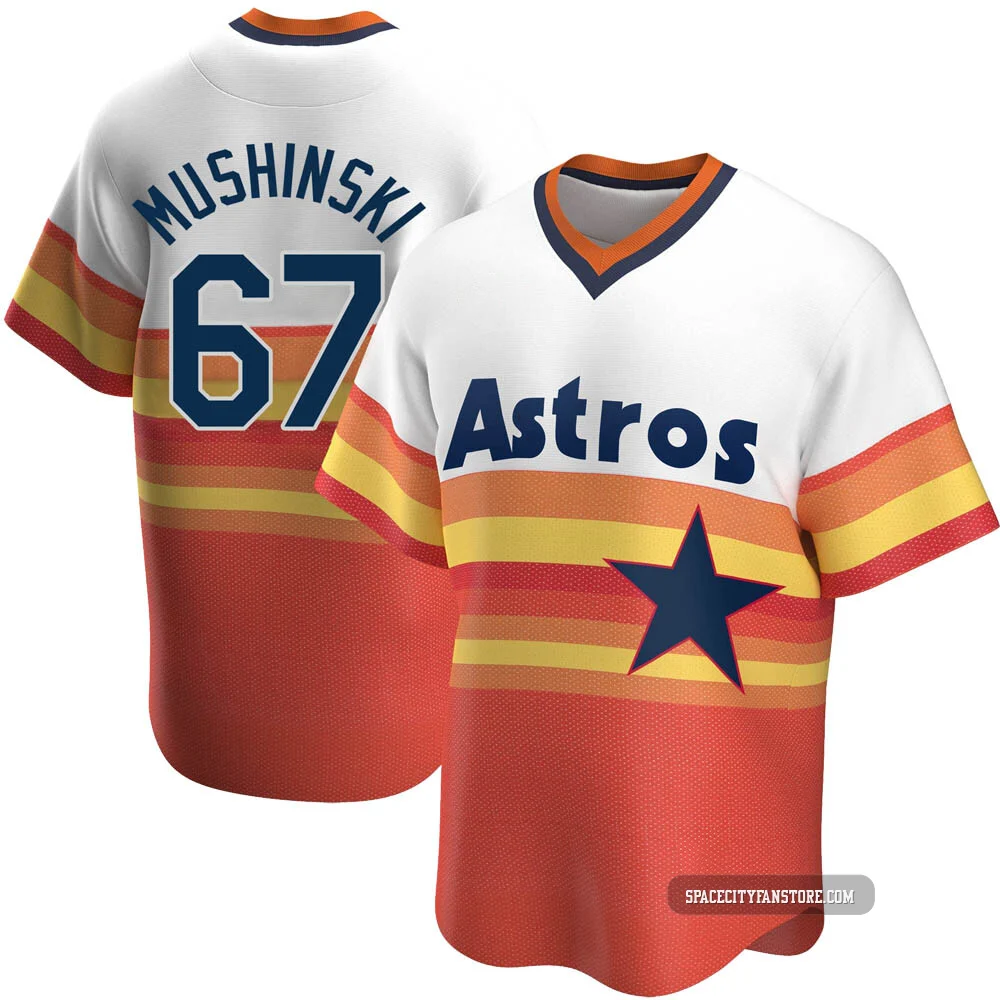 Men's Parker Mushinski Houston Astros ＃67 White Replica - Home Cooperstown Collection Jersey