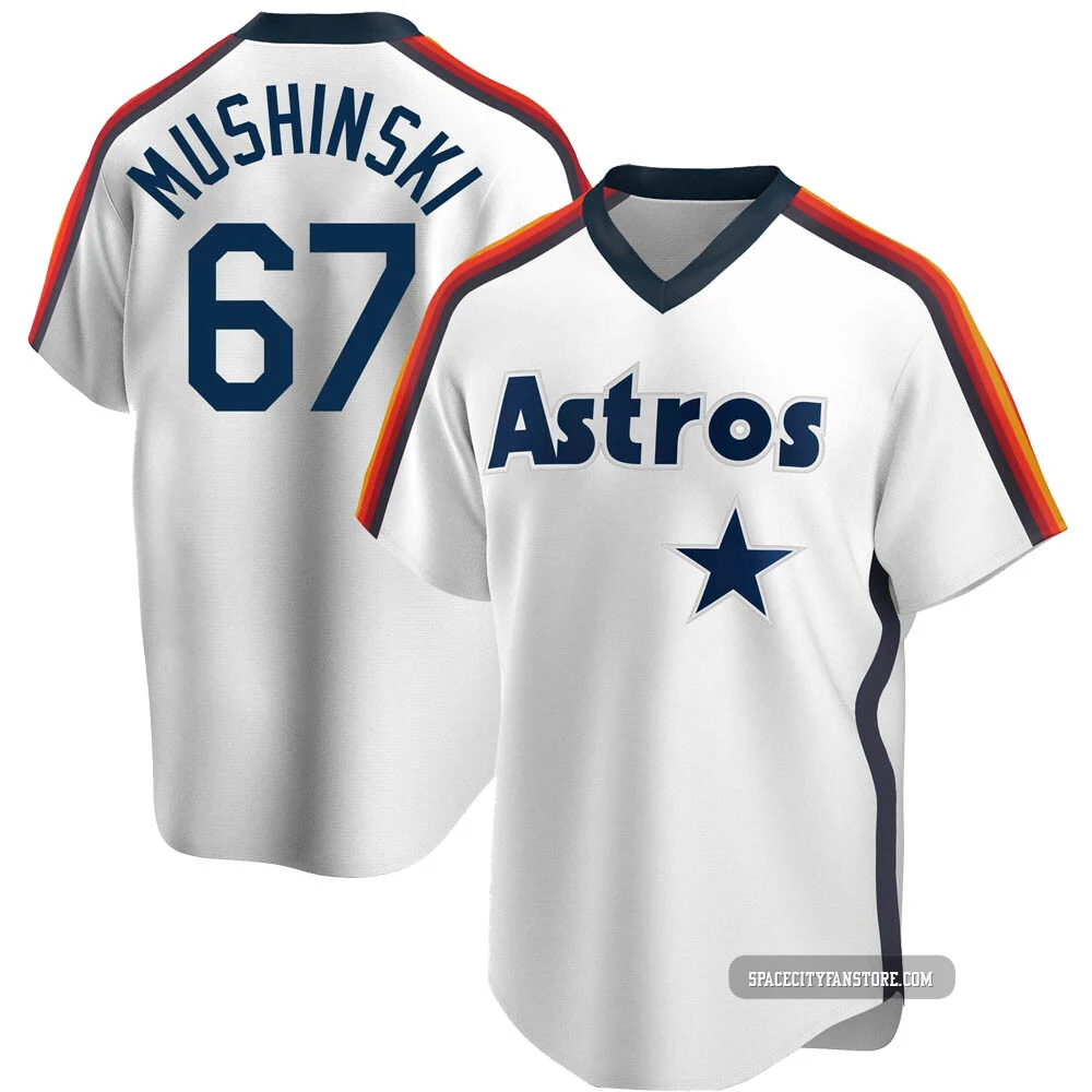 Men's Parker Mushinski Houston Astros ＃67 White Replica - Home Cooperstown Collection Team Jersey