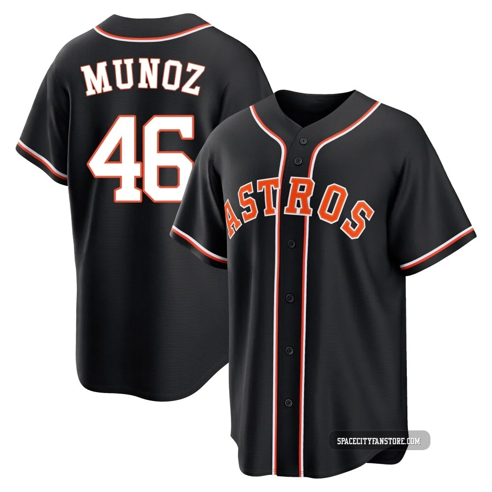 Men's Roddery Munoz Houston Astros ＃46 Black Replica - Fashion Out Jersey