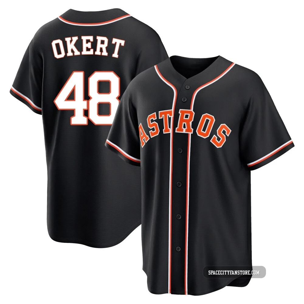 Men's Steven Okert Houston Astros ＃48 Black Replica - Fashion Out Jersey