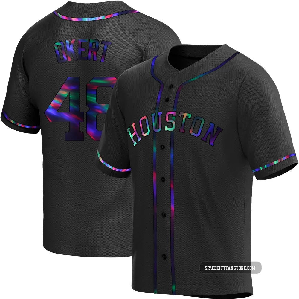 Men's Steven Okert Houston Astros ＃48 Black Replica - Holographic Alternate Jersey