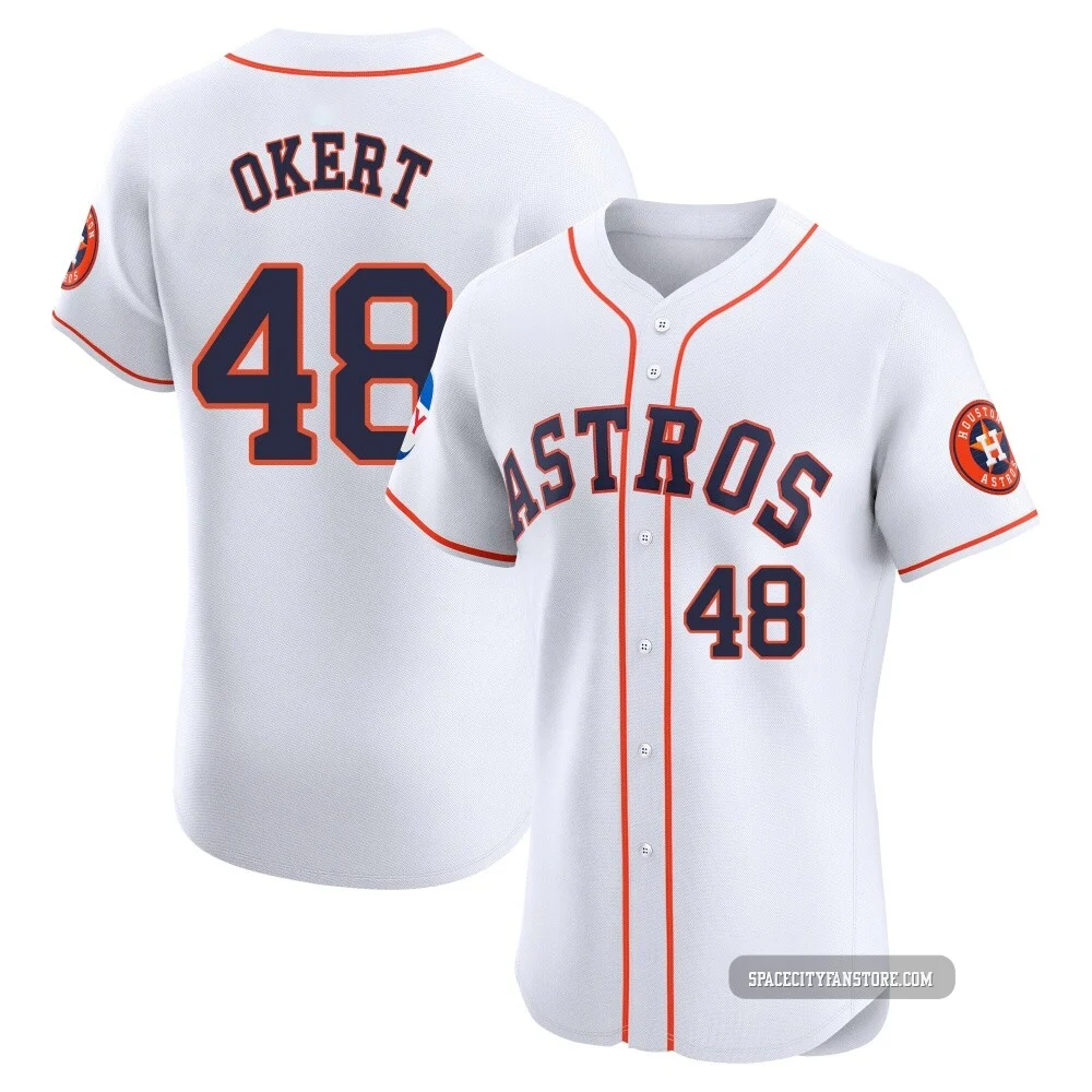 Men's Steven Okert Houston Astros ＃48 White Elite - Home Patch Jersey