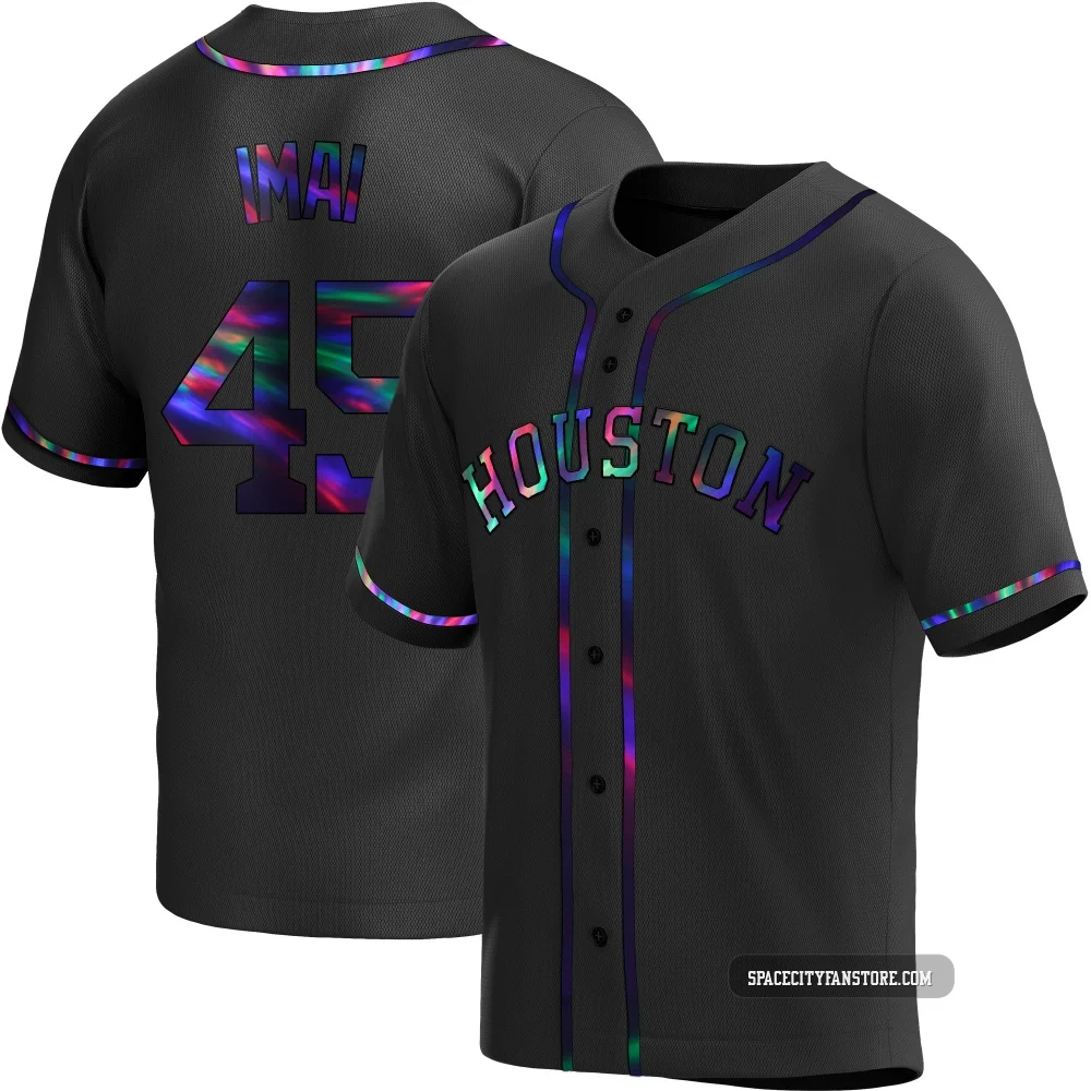 Men's Tatsuya Imai Houston Astros ＃45 Black Replica - Holographic Alternate Jersey