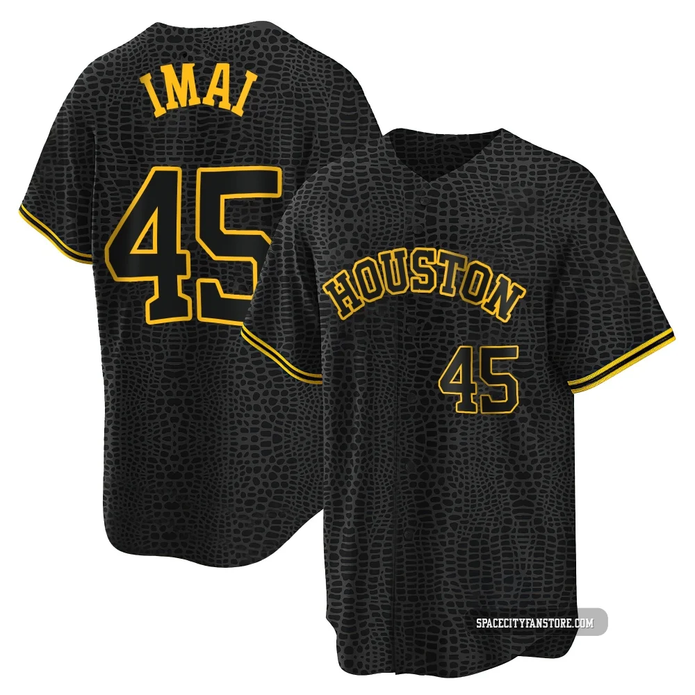 Men's Tatsuya Imai Houston Astros ＃45 Black Replica - Snake Skin City Jersey