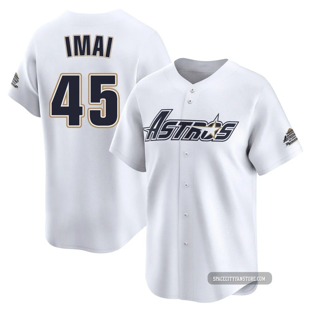 Men's Tatsuya Imai Houston Astros ＃45 White Limited - Throwback Cooperstown Collection Jersey