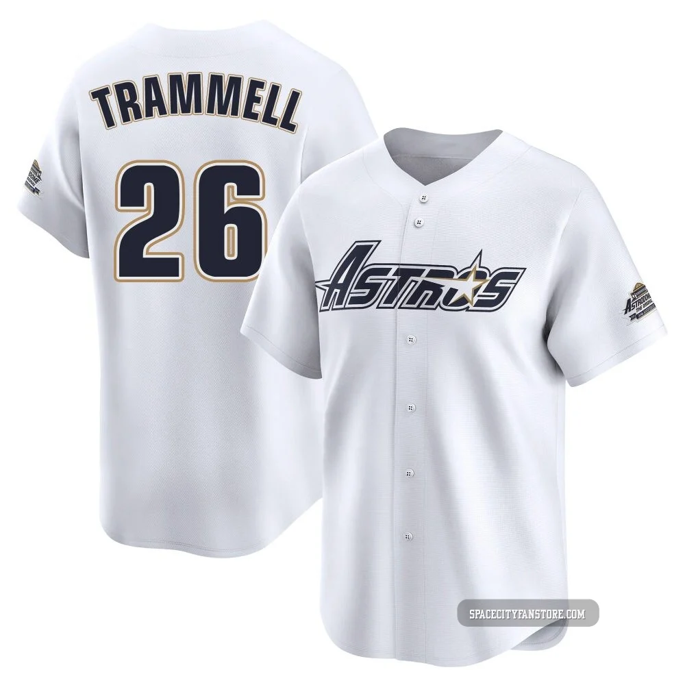 Men's Taylor Trammell Houston Astros ＃26 White Limited - Throwback Cooperstown Collection Jersey