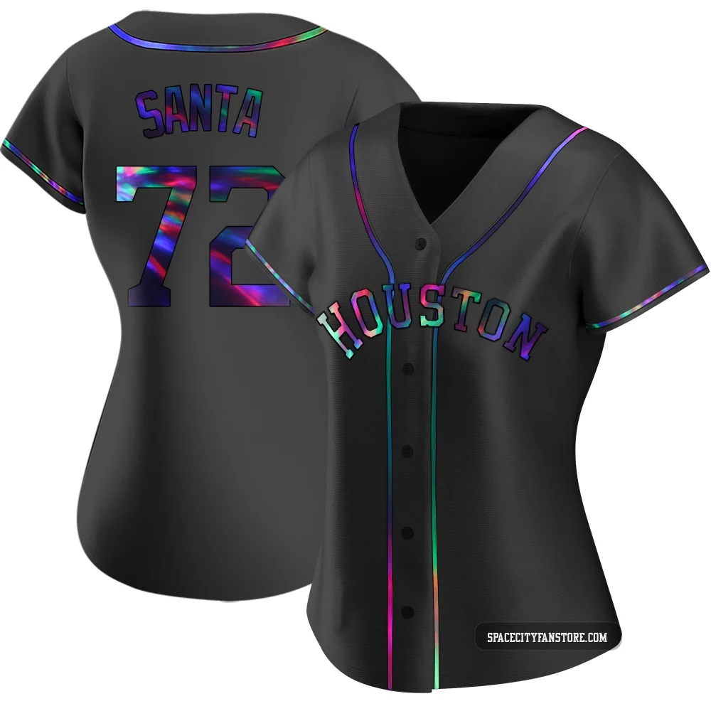 Women's Alimber Santa Houston Astros ＃72 Black Replica - Holographic Alternate Jersey