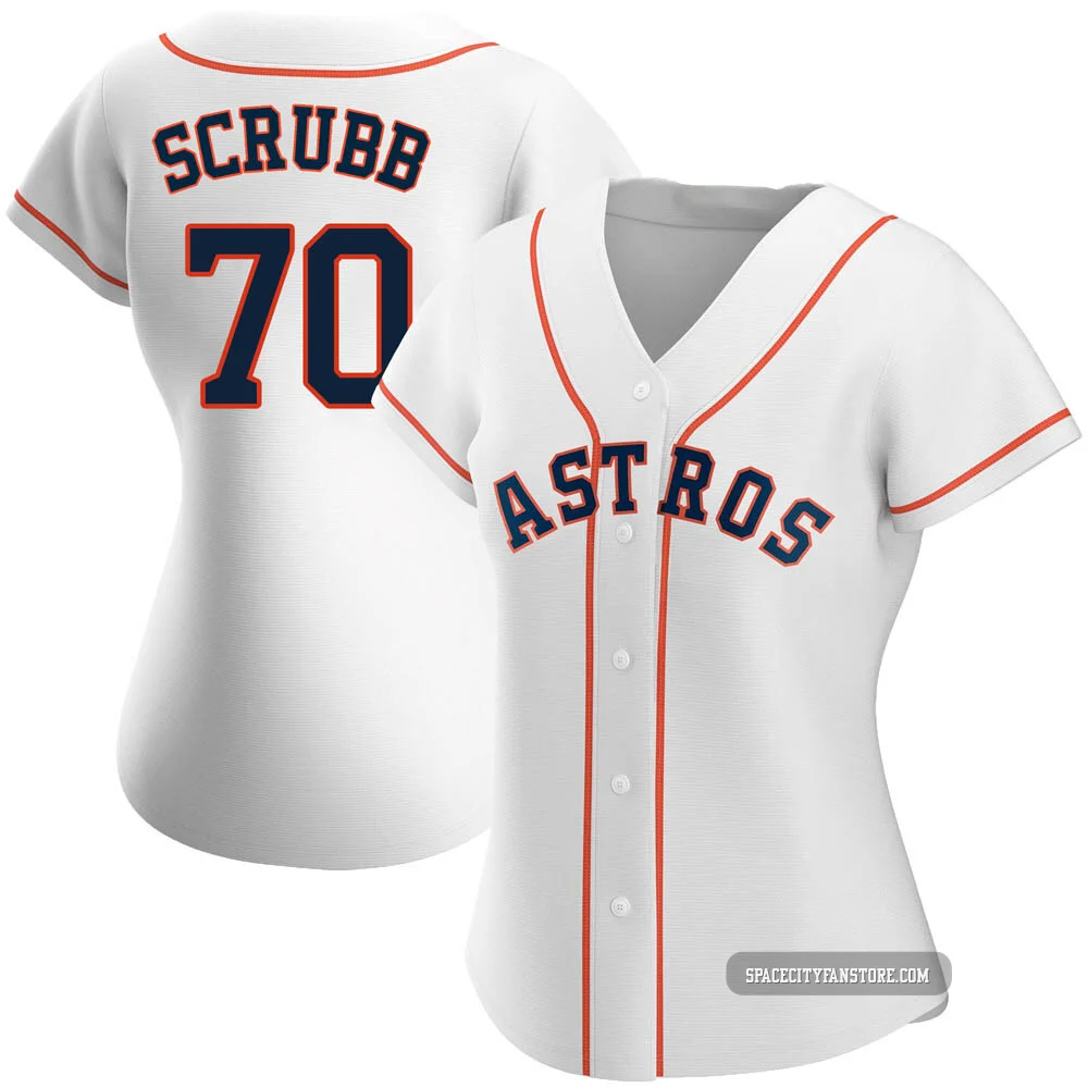 Women's Andre Scrubb Houston Astros ＃70 White Authentic - Home Jersey