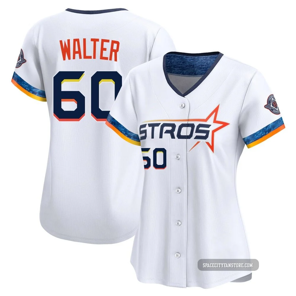 Women's Brandon Walter Houston Astros ＃60 White Limited - 2025 City Connect Jersey