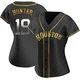 Women's Brian Hunter Houston Astros ＃19 Gold Replica - Black en Alternate Jersey