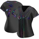 Women's Bryan King Houston Astros ＃74 Black Replica - Holographic Alternate Jersey