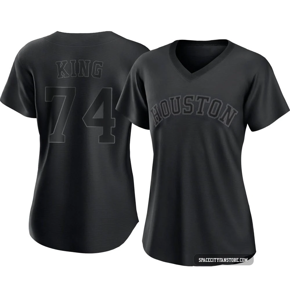 Women's Bryan King Houston Astros ＃74 Black Replica - Pitch Fashion Jersey
