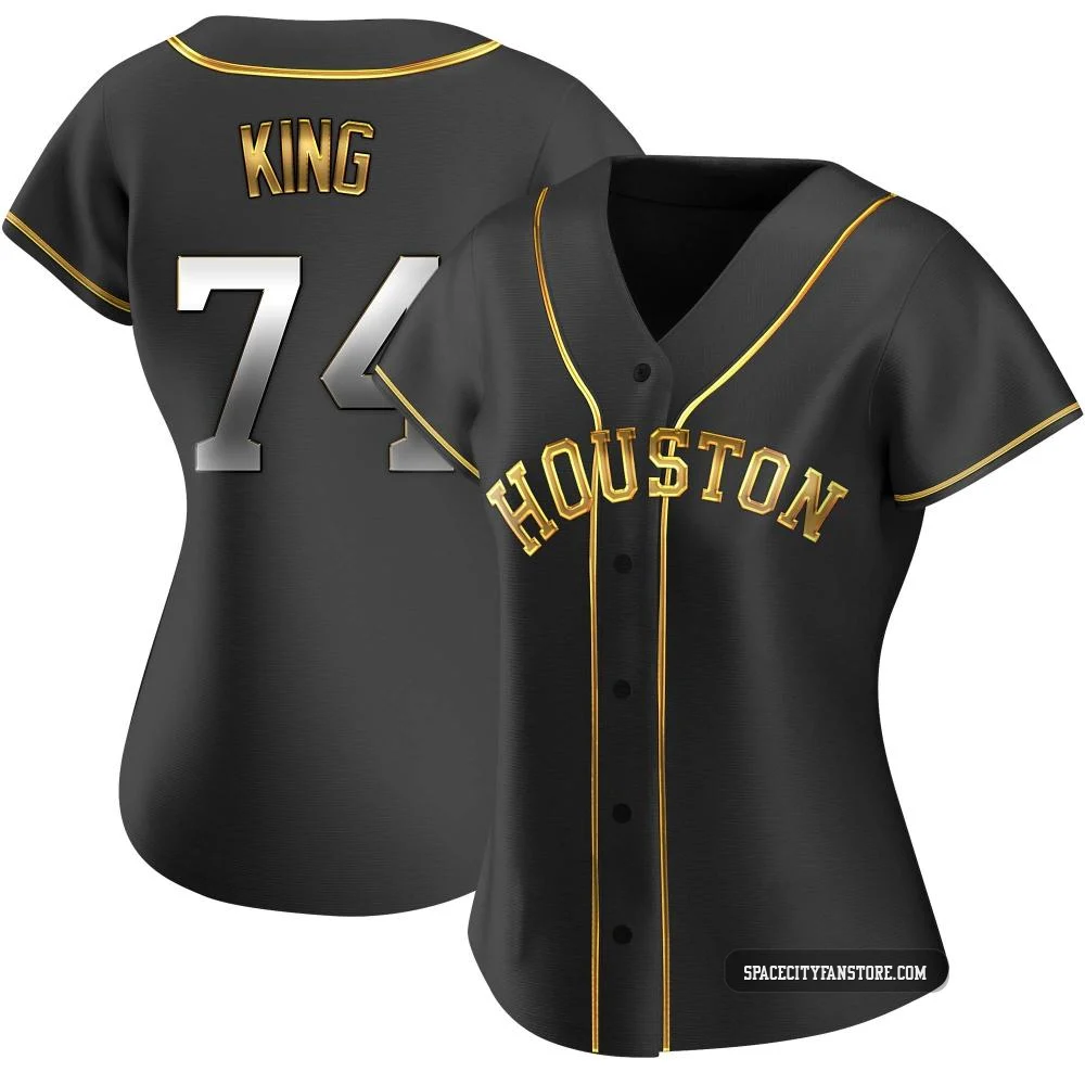 Women's Bryan King Houston Astros ＃74 Gold Replica - Black en Alternate Jersey