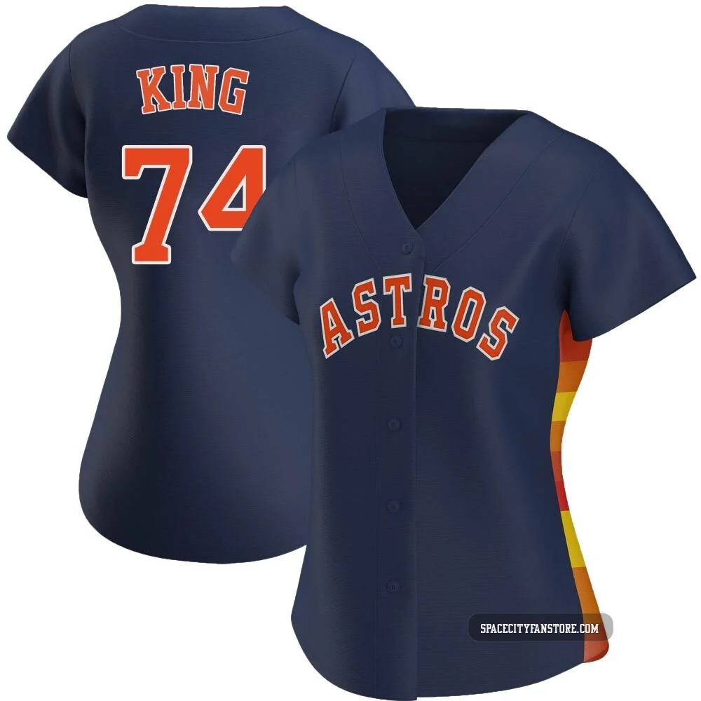 Women's Bryan King Houston Astros ＃74 Navy Replica - Alternate Jersey