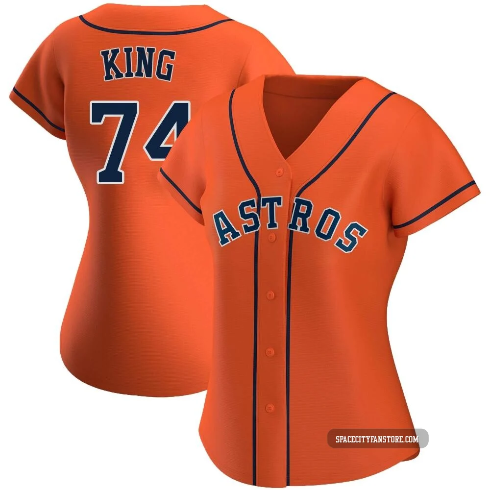 Women's Bryan King Houston Astros ＃74 Orange Replica - Alternate Jersey
