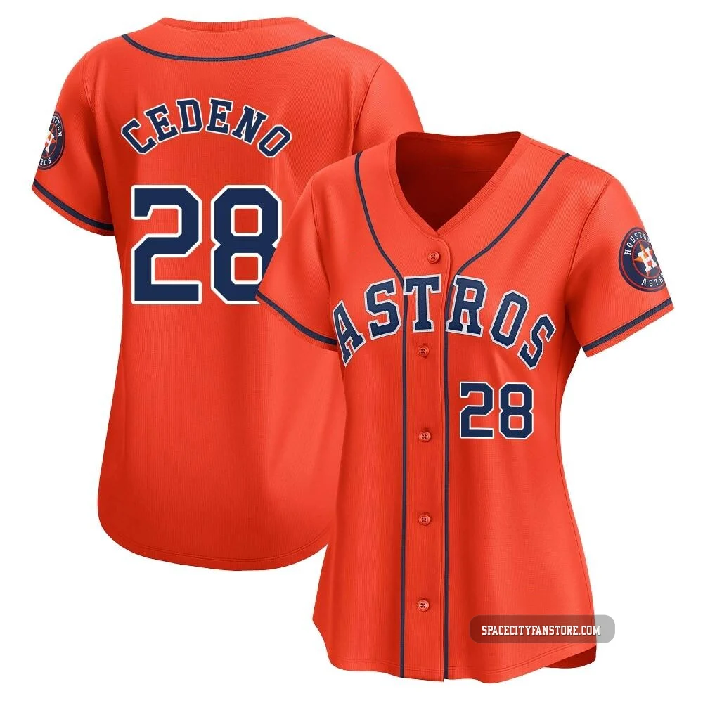 Women's Cesar Cedeno Houston Astros ＃28 Orange Limited - Alternate Jersey