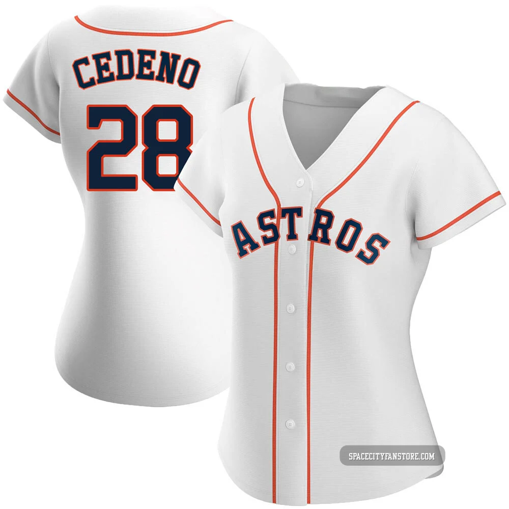 Women's Cesar Cedeno Houston Astros ＃28 White Authentic - Home Jersey