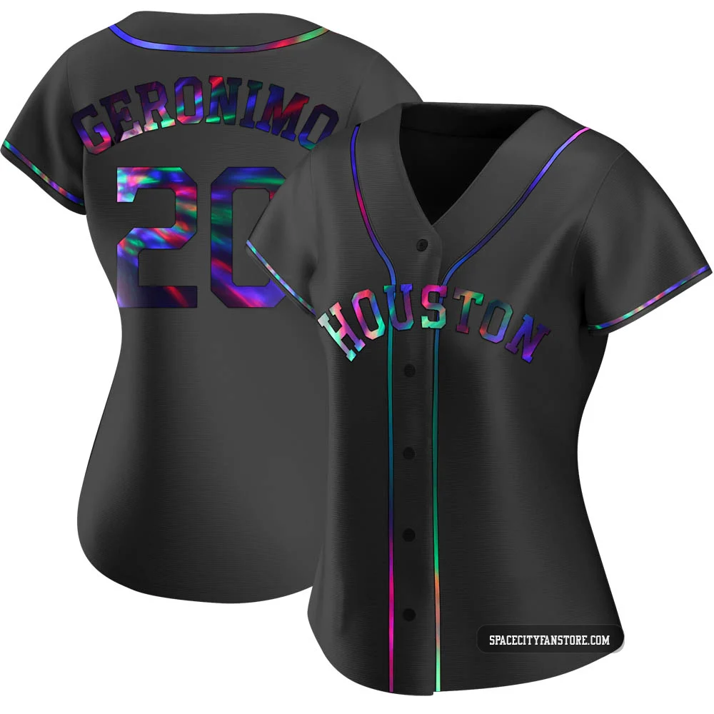Women's Cesar Geronimo Houston Astros ＃20 Black Replica - Holographic Alternate Jersey