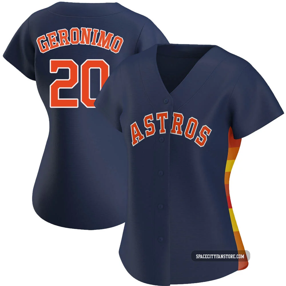 Women's Cesar Geronimo Houston Astros ＃20 Navy Authentic - Alternate Jersey