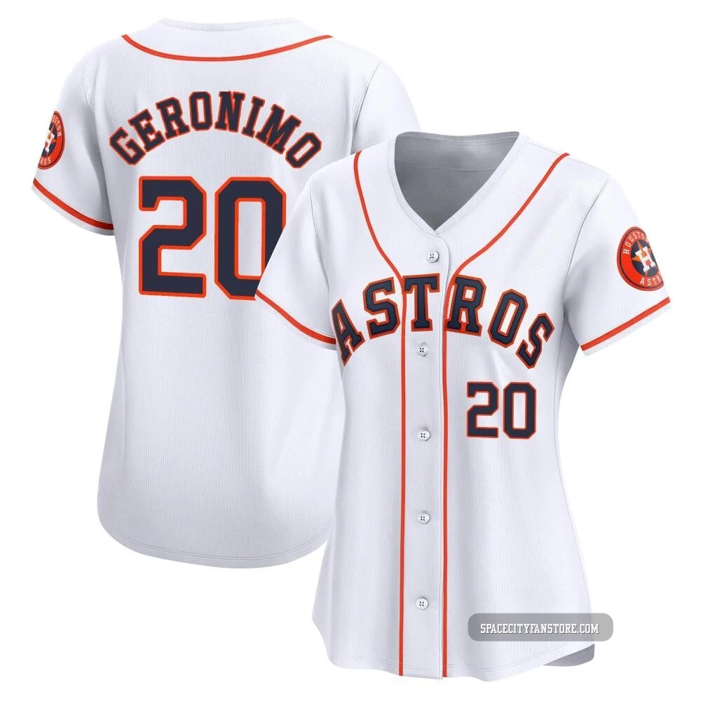 Women's Cesar Geronimo Houston Astros ＃20 White Limited - Home Jersey