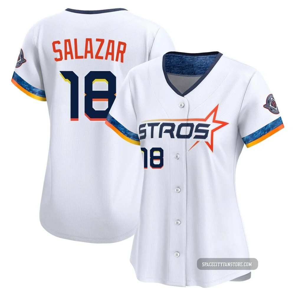 Women's Cesar Salazar Houston Astros ＃18 White Limited - 2025 City Connect Jersey