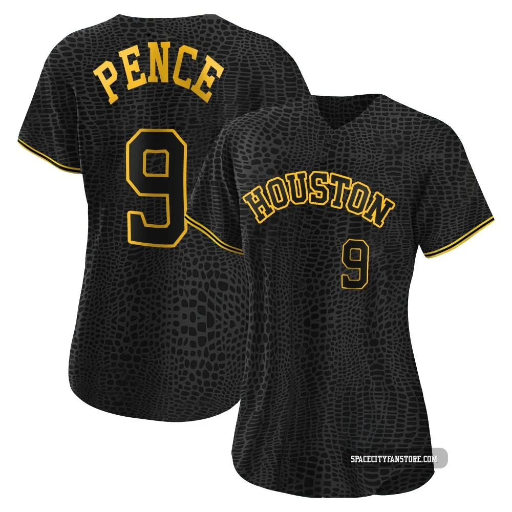 Women's Hunter Pence Houston Astros ＃9 Black Replica - Snake Skin City Jersey