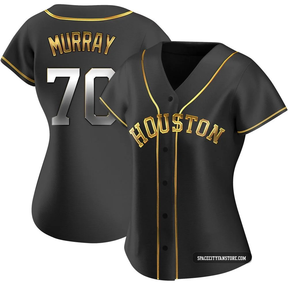 Women's Jayden Murray Houston Astros ＃70 Gold Replica - Black en Alternate Jersey