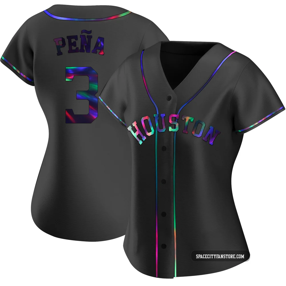 Women's Jeremy Pena Houston Astros ＃3 Black Replica - Holographic Alternate Jersey