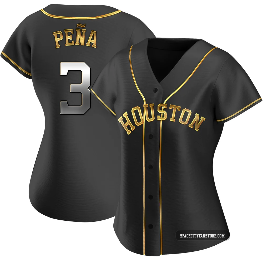 Women's Jeremy Pena Houston Astros ＃3 Gold Replica - Black en Alternate Jersey
