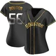 Women's Jim Bouton Houston Astros ＃56 Gold Replica - Black en Alternate Jersey