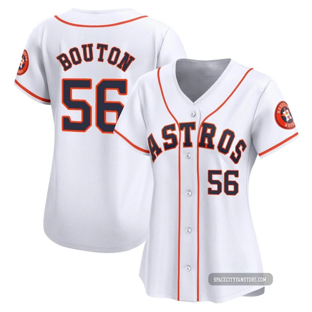 Women's Jim Bouton Houston Astros ＃56 White Limited - Home Jersey