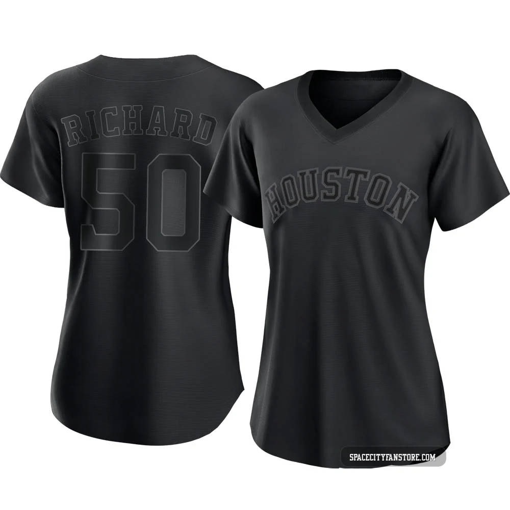 Women's J.R. Richard Houston Astros ＃50 Black Authentic - Pitch Fashion Jersey