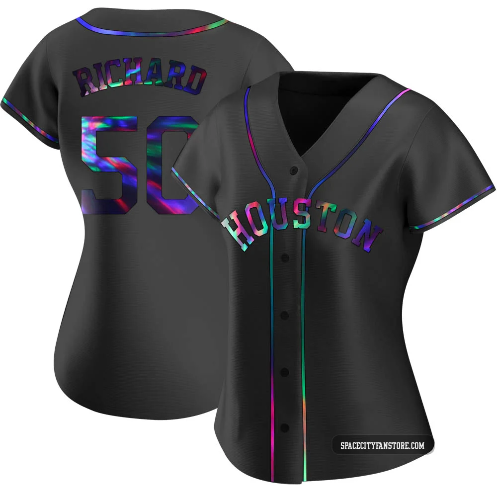 Women's J.R. Richard Houston Astros ＃50 Black Replica - Holographic Alternate Jersey