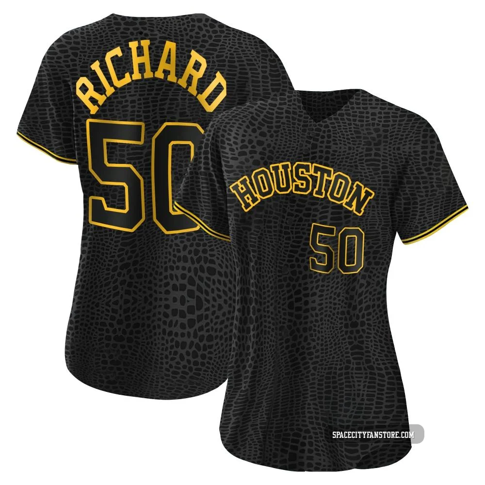 Women's J.R. Richard Houston Astros ＃50 Black Replica - Snake Skin City Jersey