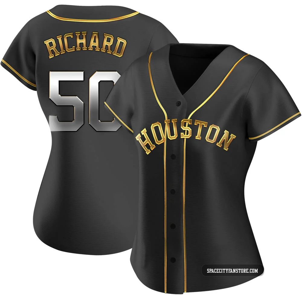 Women's J.R. Richard Houston Astros ＃50 Gold Replica - Black en Alternate Jersey