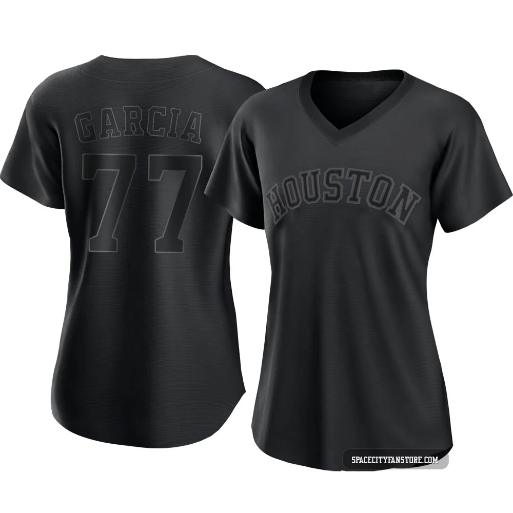Women's Luis Garcia Houston Astros ＃77 Black Authentic - Pitch Fashion Jersey